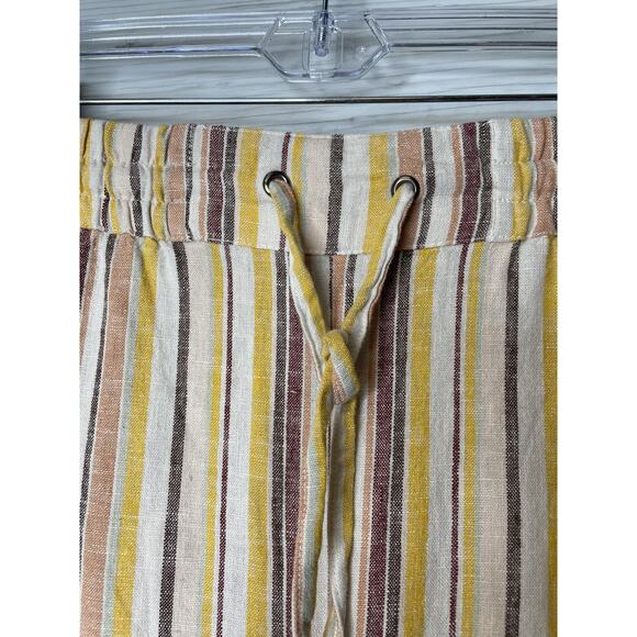 Naturals d&co Pants Womens XL Striped Linen Blend Drawstring Wide Leg Pockets - Picture 2 of 10
